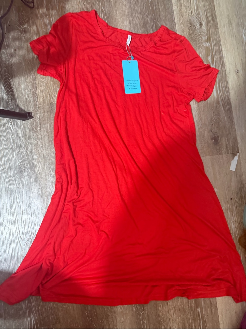 Bright Red Short Sleeve T-Shirt Dress